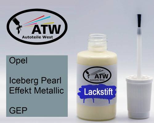 Opel, Iceberg Pearl Effekt Metallic, GEP: 20ml Lackstift, von ATW Autoteile West.